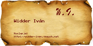 Widder Iván névjegykártya